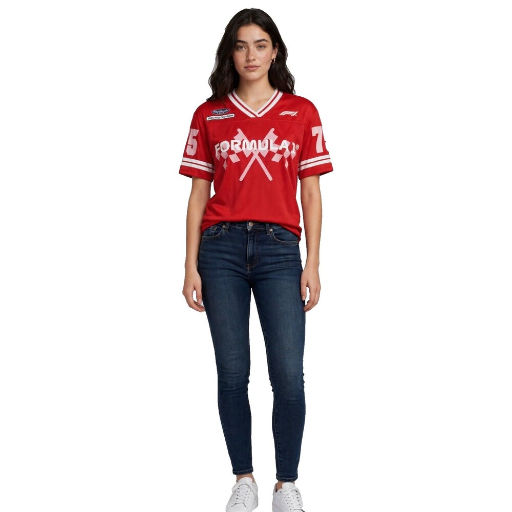 Formula 1 Racing Jersey XS Womens Red F1 Football 75 Worldwide Tour Hybrid